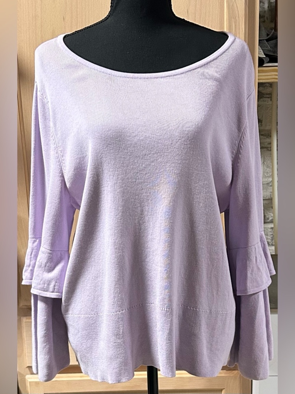 Talbots Women’s Light Lavender Ruffle Sleeve Sweater in 2X